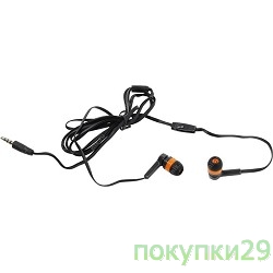 Наушники Defender Pulse 420 черный + оранжевый, вставки 63420