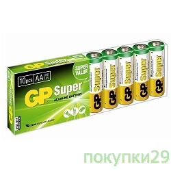 Батарейка GP 15A-B10 Super Alkaline 15A LR6,  10 AA (10шт. в уп-ке)