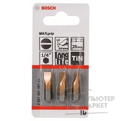 Биты Bosch 2607001497 3 БИТ 25ММ S 1.6Х8.0 TIN
