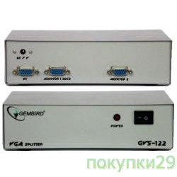 Разветвитель GVS122  Разветвитель сигнала VGA на 2 монитора (Gembird)