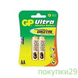 Батарейка Эл. пит. GP 15AU-CR2 Ultra AA, LR6 (2 шт. в уп-ке)
