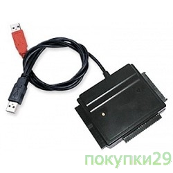 Переходник Переходник 2.5"/3.5"/5.25"IDE+ 2.5"/3.5"/5.25"SATA->USB AgeStar FUBCPпластик, черный, BackUp, блок питания