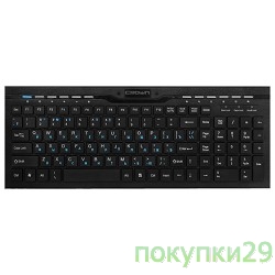 Мыши Кроун Клавиатура мультимедийная CROWN CMK-201 (black) /slim, USB,12 доп. клавиш быстрого доступа, кнопка переключ. языковой раскладки, кириллица-цвет синий