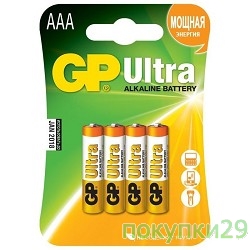Батарейка GP 24AU-U4 Ultra Alkaline 24AU LR03,  4 шт AAA (4шт. в уп-ке)