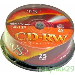 Диск VS CD-RW 80 4-12x CB/25