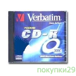 Диск 43347 Диски CD-R  Verbatim 700Mb 80 min 48-х/52-х (Slim case)