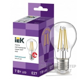 светодиодные лампы  Iek LLF-A60-7-230-40-E27-CL Лампа LED A60 шар прозр. 7Вт 230В 4000К E27 серия 360°