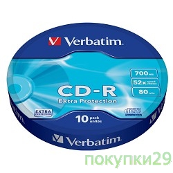 Диск 43725 Диски CD-R Verbatim 10шт. 52x 700Mb, Shrink