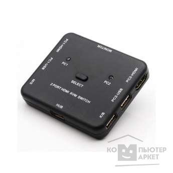 Переходник ORIENT HS21, HDMI KVM переключатель на 2 устройства, порты HDM + 2xUSB (клавиатура+мышь), поддержка 4K@30Hz, кнопка переключения на корпусе, не требуется внешнее питание (31066)