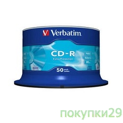 Диск 43351 Диски CD-R Verbatim 50 шт. 48/52-x 700Mb, Cake Box