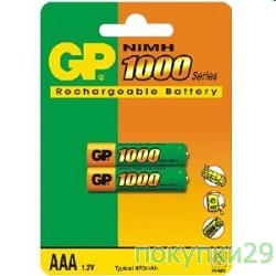 Аккумулятор Аккумулятор GP100AAAHC(-CR2/-UC2PET-G/BC2PET-G) AAA 1000mAh (2 шт. в уп-ке)