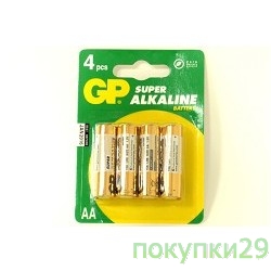 Батарейка GP 15A(LR6)-UE4/BC4 AA (4 шт. в уп-ке) (SUPER)