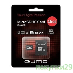 Карта памяти  Micro SecureDigital 16Gb  QUMO (QM16GMICSDHC10U1) CL10 UHS-I