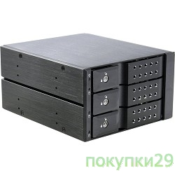 Опции к серверам Hot-swap корзина  T3-203-SATA3-BK 3 SATA3/SAS 6Gb (черный) hotswap trayless aluminium mobie rack module (2x5,25) 1xFAN 80x15mm