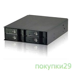 Опции к серверам Hot-swap корзина  L2-104-SATA3-BK 4 SATA3/SAS, черный, с замком, hotswap mobie rack module for 2,5"HDD(1x5,25) 2xFAN 40x15mm