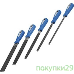 Набор ЗУБР: Напильники"ЭКСПЕРТ"с двухкомп ручкой, плоский, полукруглый, трехгранный, квадратный, круглый, №2, 200мм