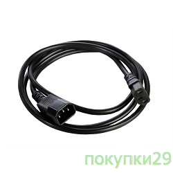 Шнур (кабель) питания с заземлением IEC 60320 C13/IEC 60320 C14, 10А/250В (3x1,0), длина 1,8 м. (R-10-Cord-C13-C14-1.8)